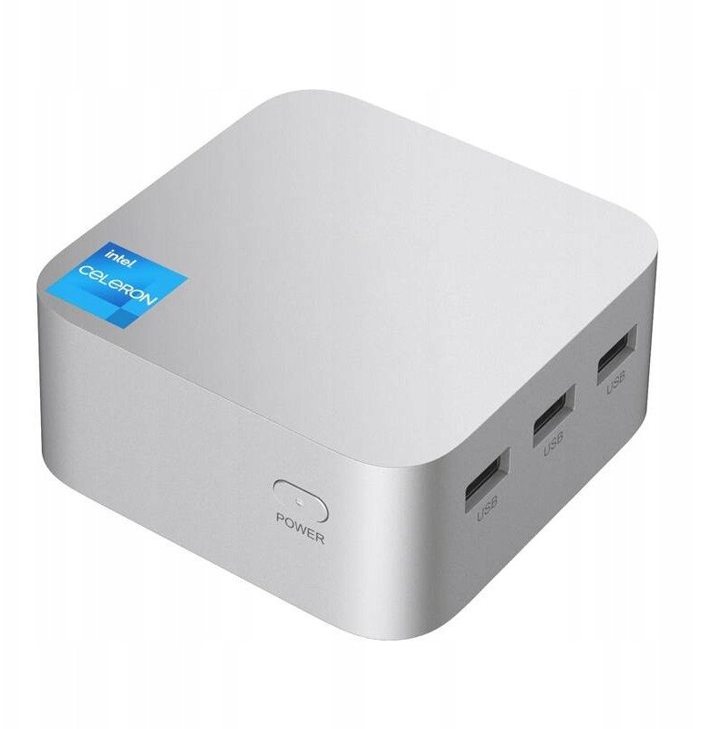 Kompaktowa obudowa mini PC ustawiona na biurku