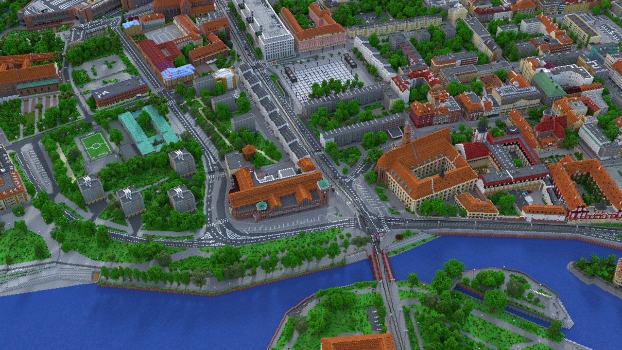 Wrocław odtworzony w Minecraft — projekt BTE Poland