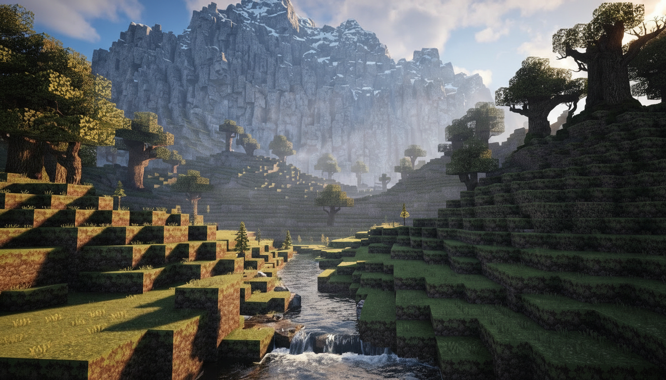 Hyper-realistyczny krajobraz Minecraft