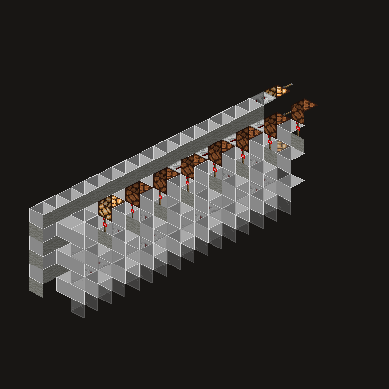 Podgląd schematyki: Dekoder 3 na 8 (redstone)