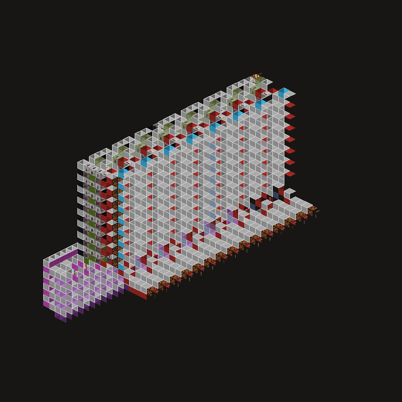 Podgląd schematyki: Rejestr 15×8-bit (redstone)