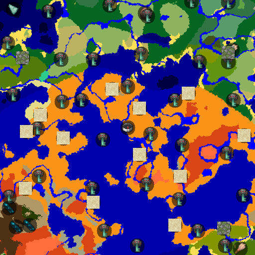 Mapa biomów seeda Minecraft -8631174543717435159 - Dwie świątynie nad pustynną studnią