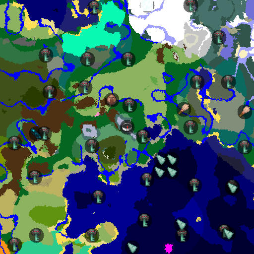 Mapa biomów seeda Minecraft 6478147364375365287 - Dwie świątynie zrośnięte z wioską