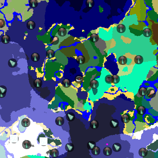 Mapa biomów seeda Minecraft -4573123946617932518 - Kontynent wszystkich biomów