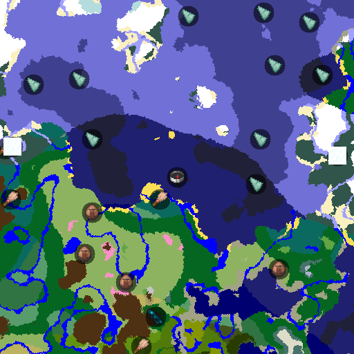 Mapa biomów seeda Minecraft -4551584015779252568 - Ruiny szlaku nad tajgową rzeką