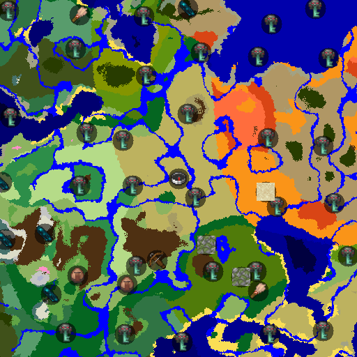 Mapa biomów seeda Minecraft 2232141678769931411 - Sawannowe Próby: Cztery Komnaty i Cztery Wioski