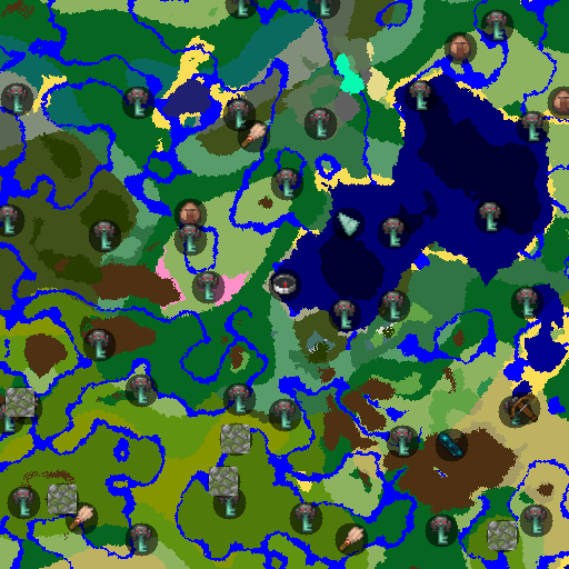 Mapa biomów seeda Minecraft -2332803749585407299 - Świątynne jezioro - pustynia spotyka dżunglę