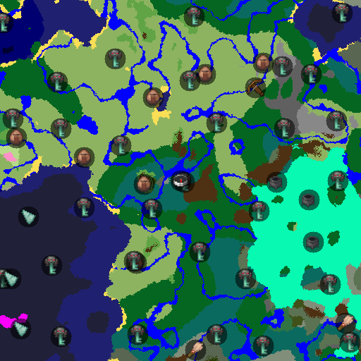Mapa biomów seeda Minecraft 281475037711136 - Tajga z Jeziorem Lawy