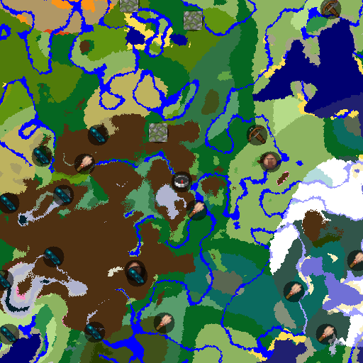 Mapa biomów seeda Minecraft 26468405159447151 - Tajga z niemal gotowym portalem