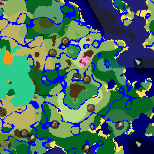 Mapa biomów seeda Minecraft -1530646155076905296 - Trio wiśniowych wzgórz