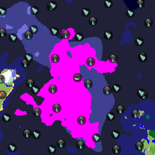Mapa biomów seeda Minecraft 7485959373 - Wioska, twierdza i monumenty