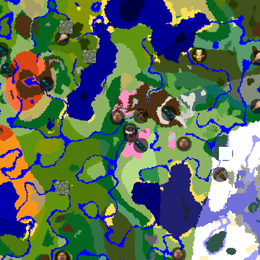 Mapa biomów seeda Minecraft 3493796329021034329 - Wioski w kwitnącym gaju kontra najeźdźcy