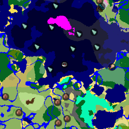 Mapa biomów seeda Minecraft 133000048 - Wszystkie biomy, dwa pradawne miasta i mansion